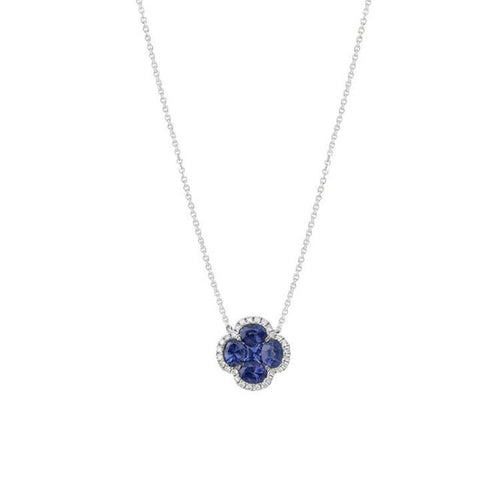 Diamond & Blue Sapphire Necklace 0.22tw 14KW